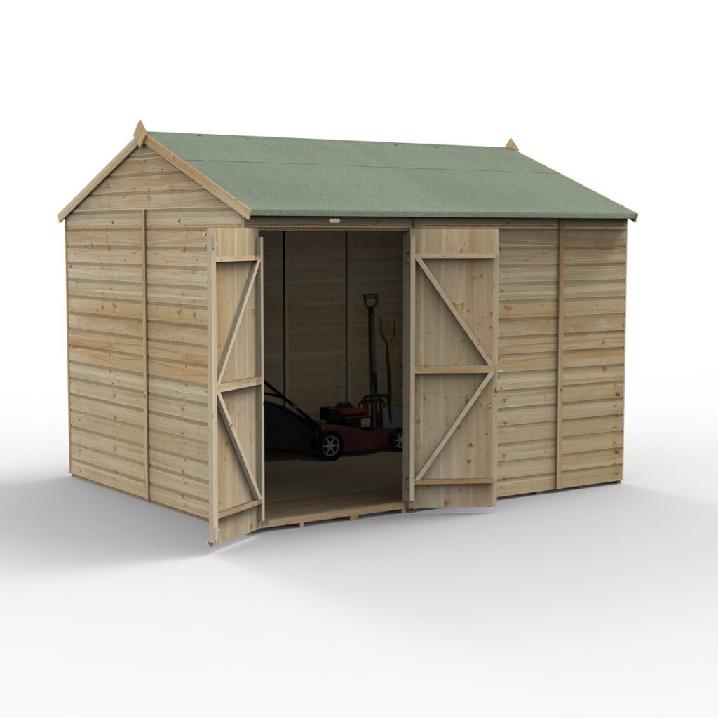 Beckwood 10×8 Reverse Apex Shed – No Windows – Double Door with Installation 5013053198186 2